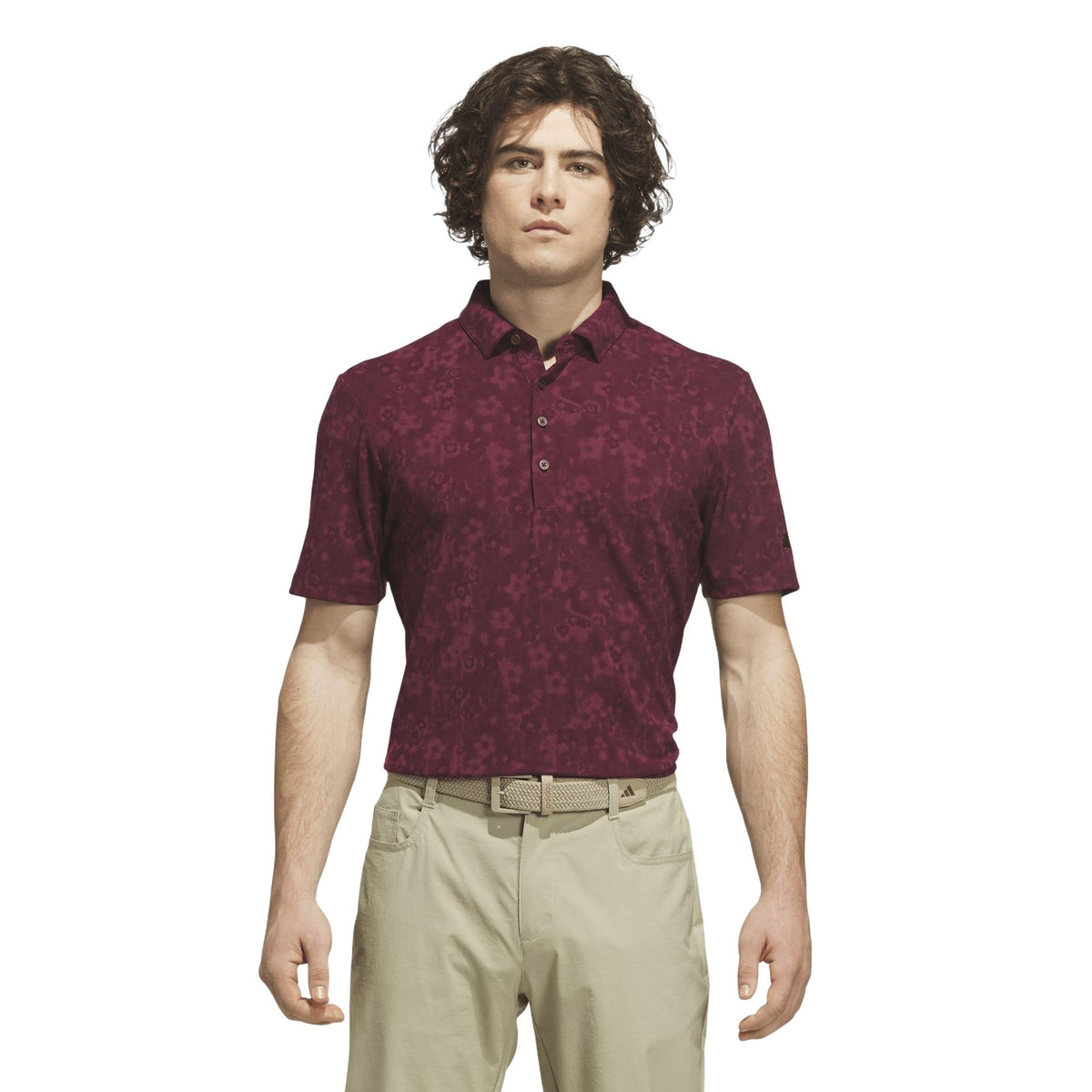 Adidas Ultimate365+ Climacool Butterspun Mighty Blossom Print Polo Shirt - Maroon