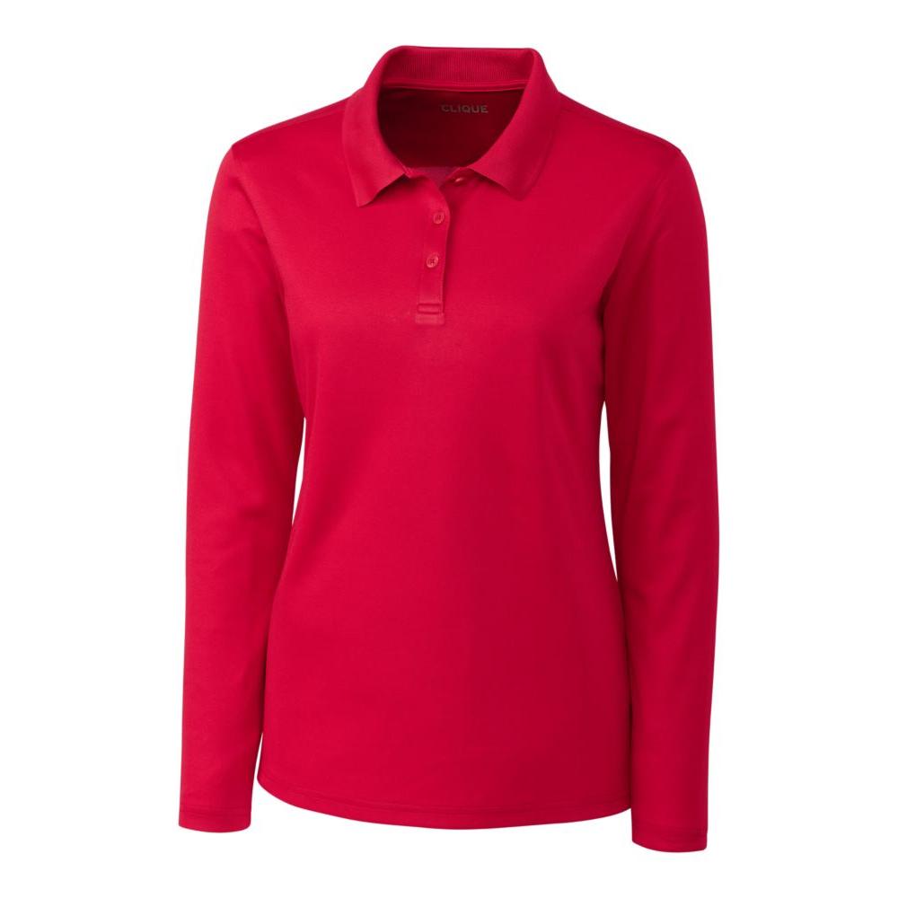 Clique Spin Solution-dyed Performance Pique Womens Long Sleeve Polo