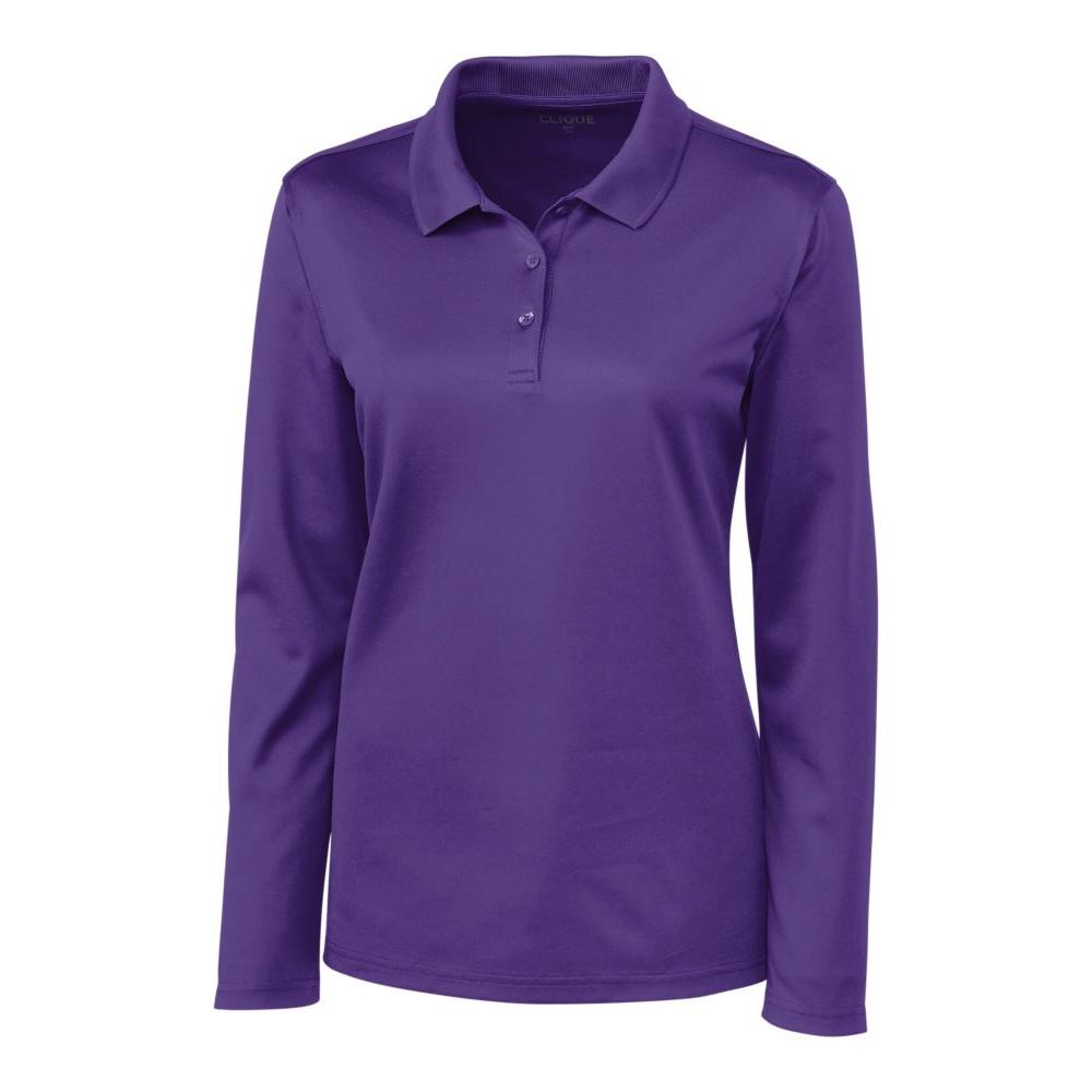 Clique Spin Solution-dyed Performance Pique Womens Long Sleeve Polo