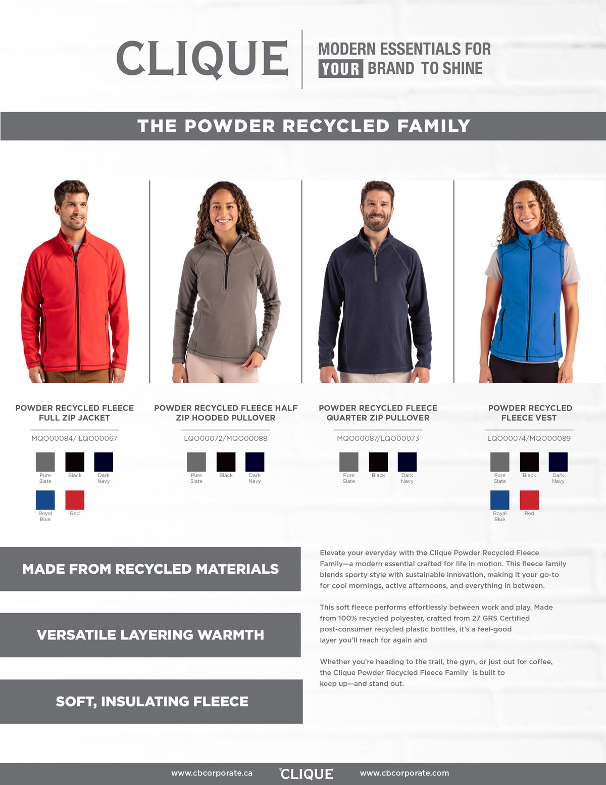 Clique Powder Recycled Fleece Womens Full Zip Vest