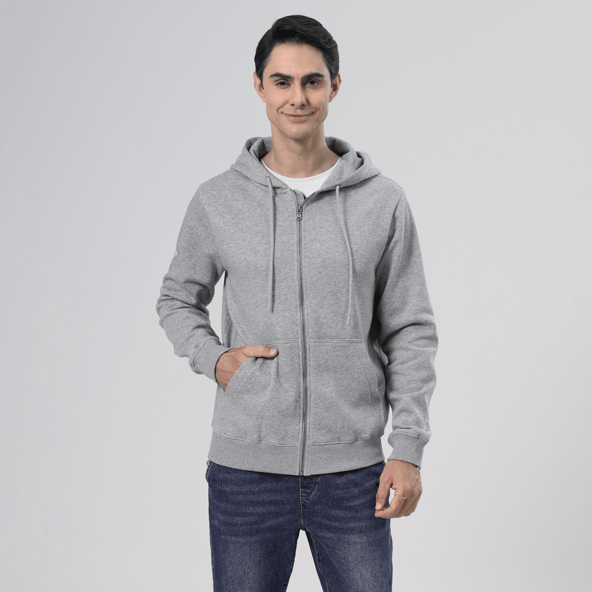 Levelwear Podium Full Zip Hoodie - Mens - Heather Pebble