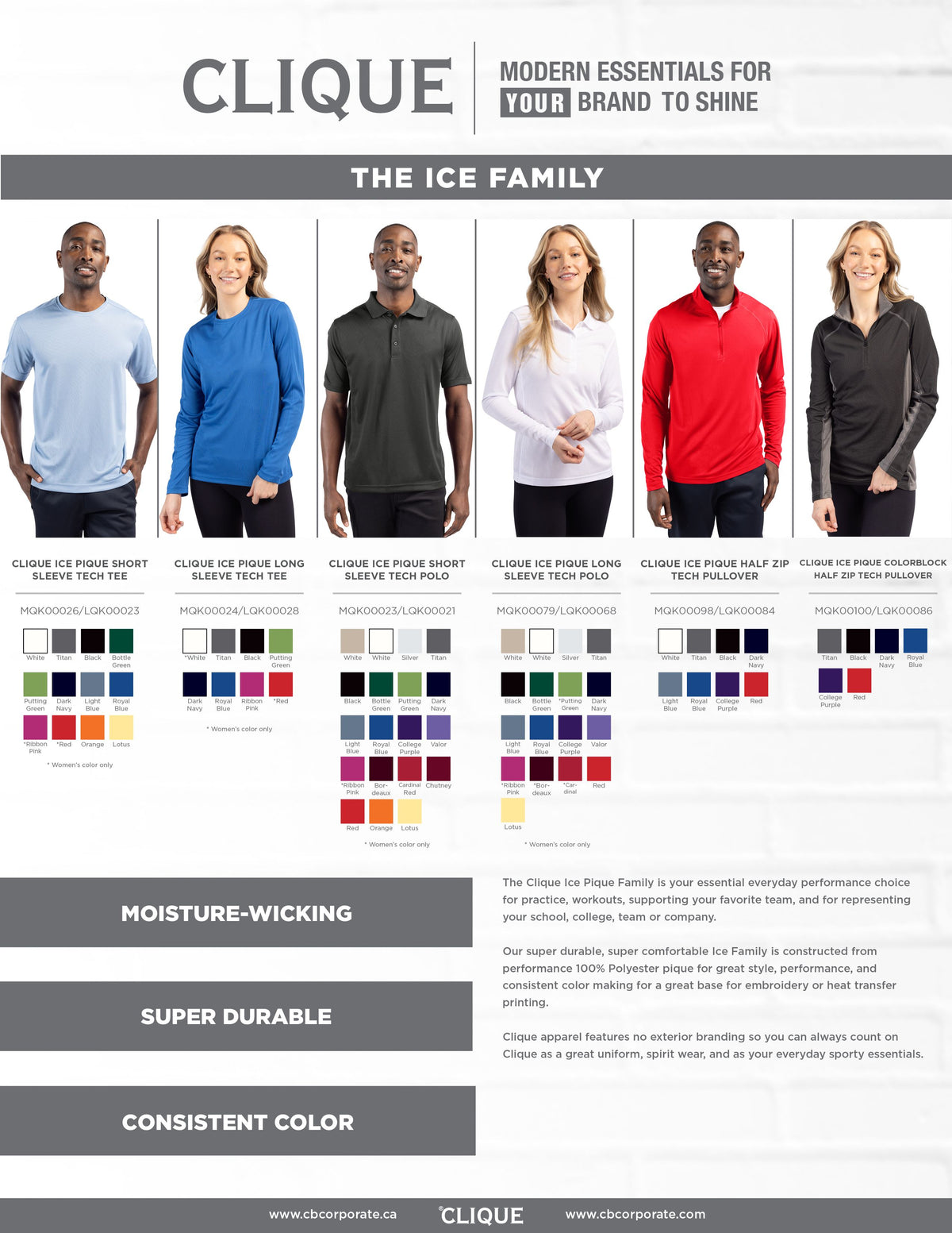 Clique Ice Pique Tech Mens Polo