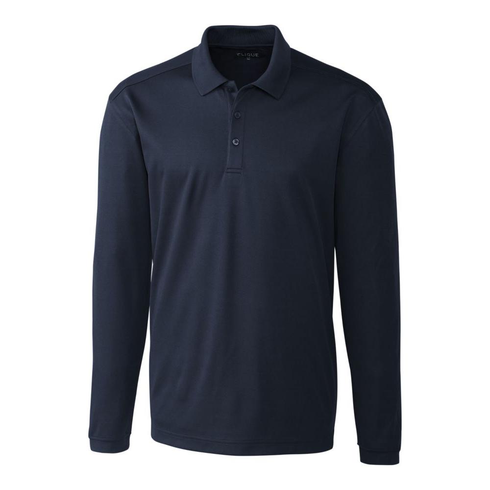 Clique Spin Solution-dyed Performance Pique Mens Long Sleeve Polo