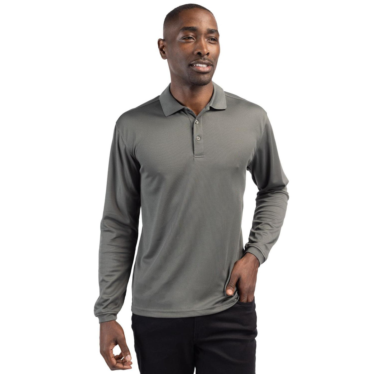 Clique Spin Solution-dyed Performance Pique Mens Long Sleeve Polo
