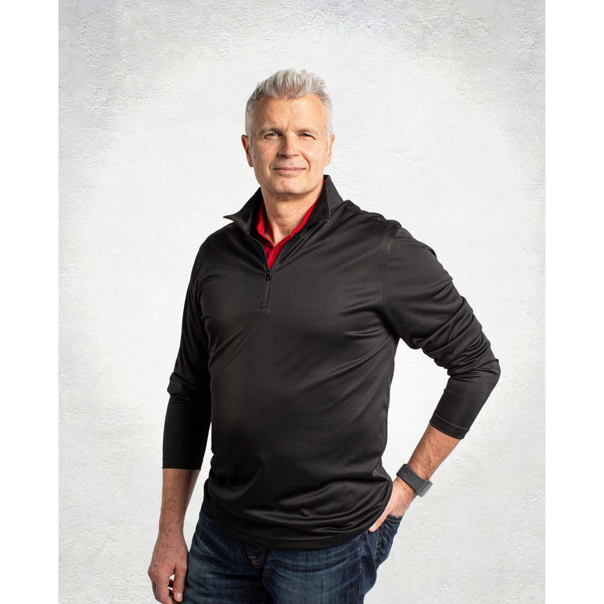 Clique Spin Solution-dyed Performance Interlock Mens Half Zip