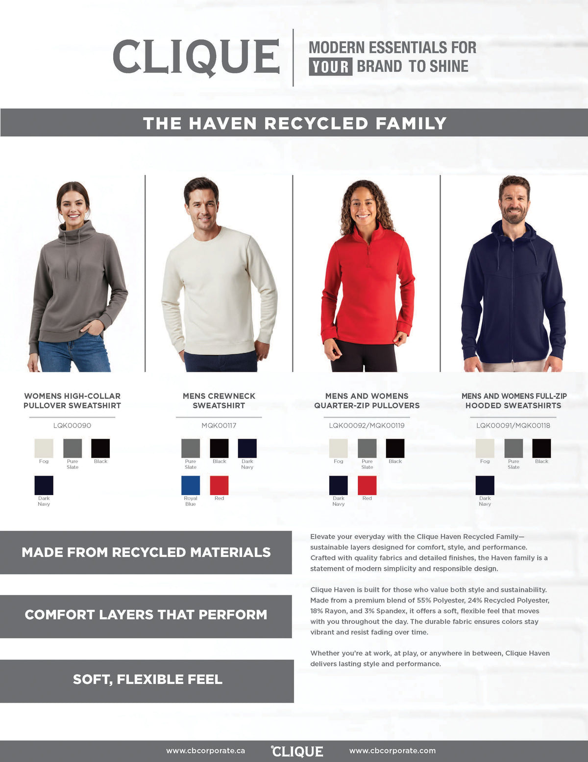 Clique Haven Recycled Mens Crewneck Sweatshirt