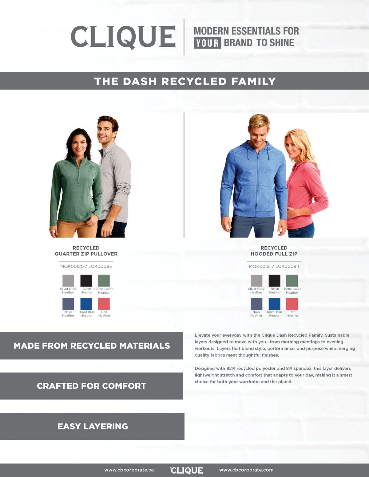 Clique Dash Recycled Mens Quarter Zip Sweatshirt