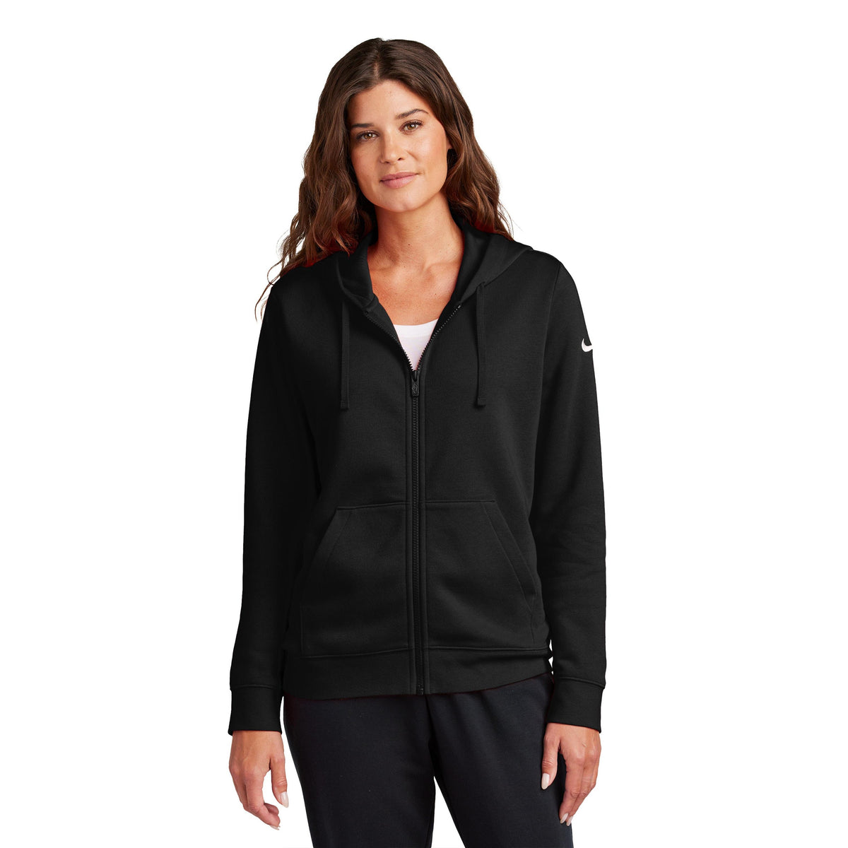 Nike Club Fleece Sleeve Swoosh Full Zip Hoodie - Women's - model