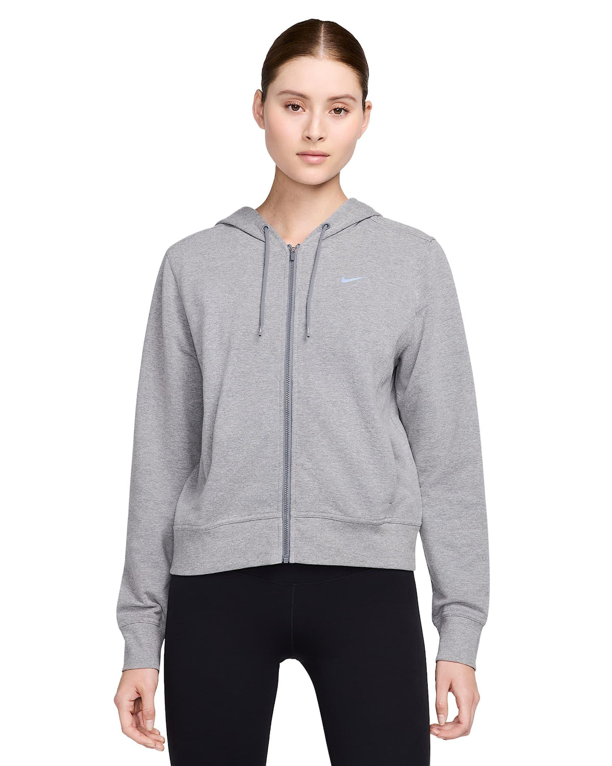Nike Dri-FIT One Women's Full-Zip French Terry Hoodie - Carbon Heather / Black