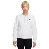Nike Dri-FIT One Women's Full-Zip French Terry Hoodie - White / black