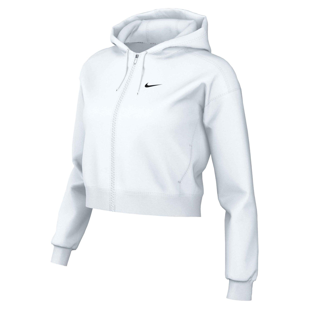 Nike Dri-FIT One Women's Full-Zip French Terry Hoodie - White / black