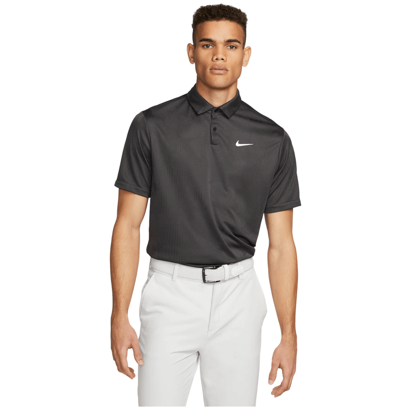 Nike black and shop white golf shirt