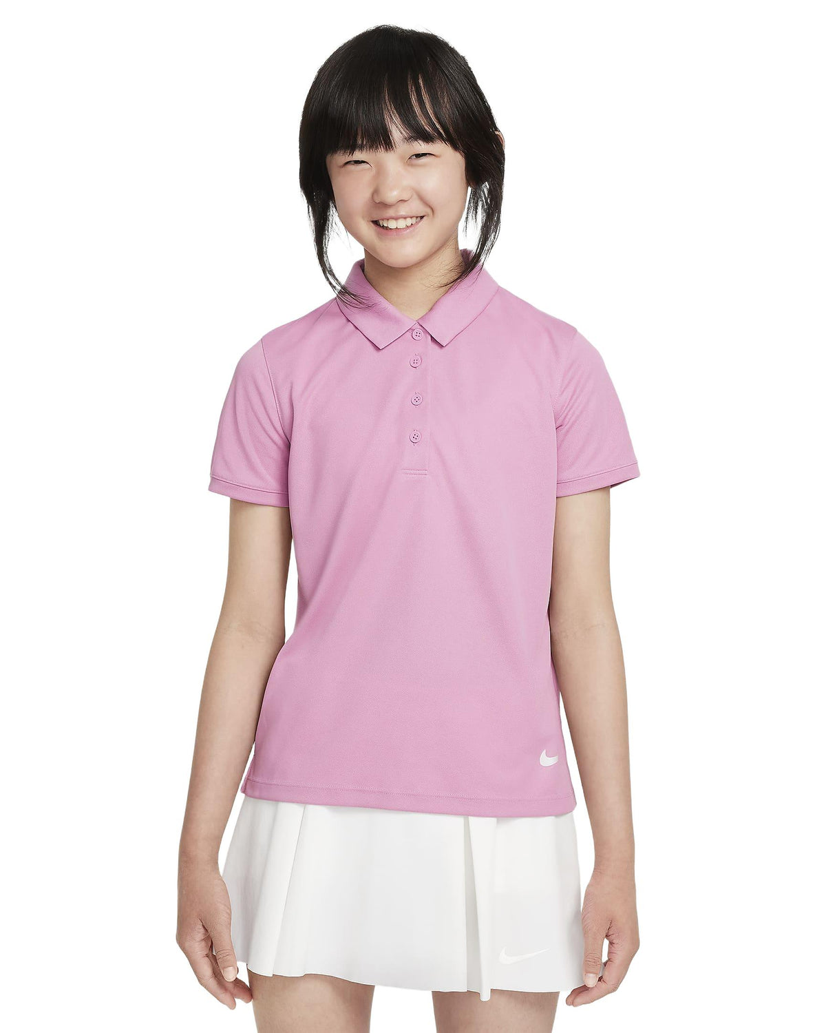 Nike Dri-FIT Victory Big Kids' (Girls') Golf Polo - Magic Flamingo / White