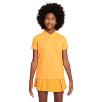 Nike Dri-FIT Victory Big Kids' (Girls') Golf Polo - Vivid Orange / White