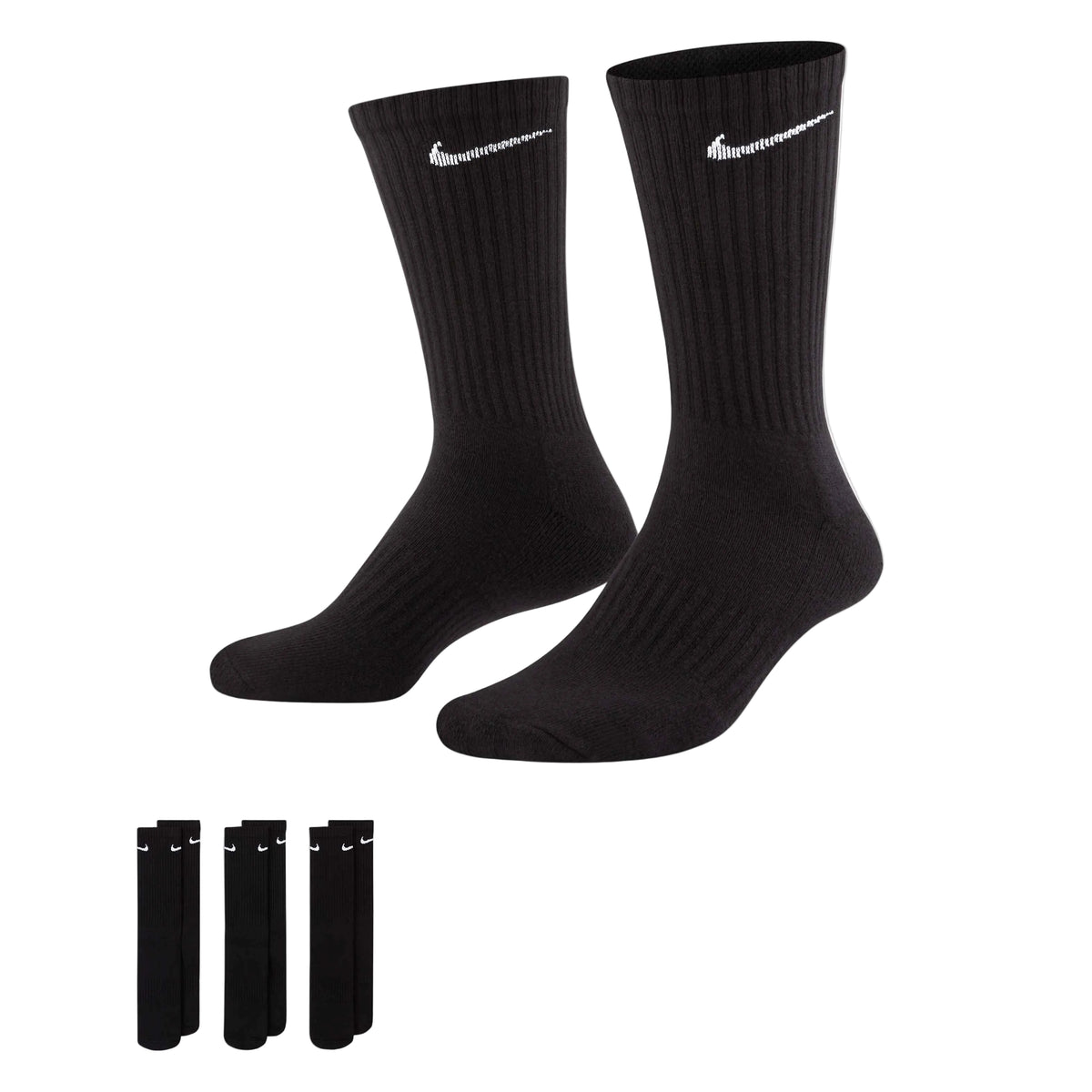 Nike Everyday Cushioned Crew Socks - Black - 3 Pairs