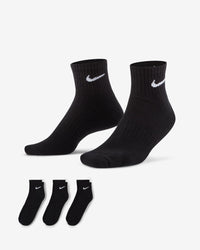 Nike Everyday Cushioned Training Ankle Socks (3 Pairs) - Black / White