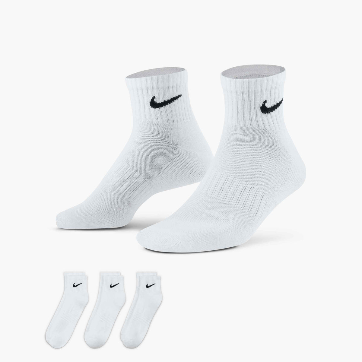 Nike Everyday Cushioned Training Ankle Socks (3 Pairs) - White / Black