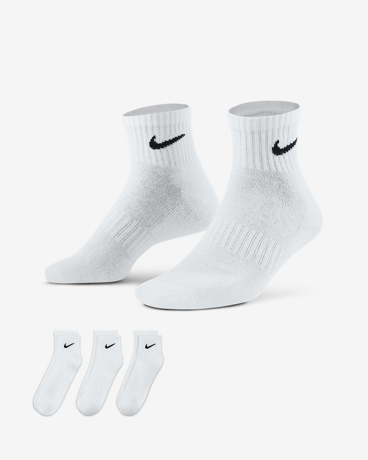 Nike Everyday Cushioned Training Ankle Socks (3 Pairs) - White / Black