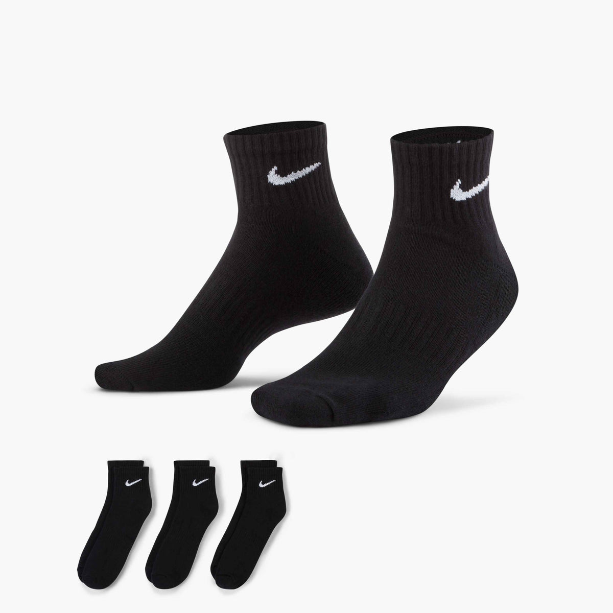 Nike Everyday Cushioned Training Ankle Socks (3 Pairs) - Black / White