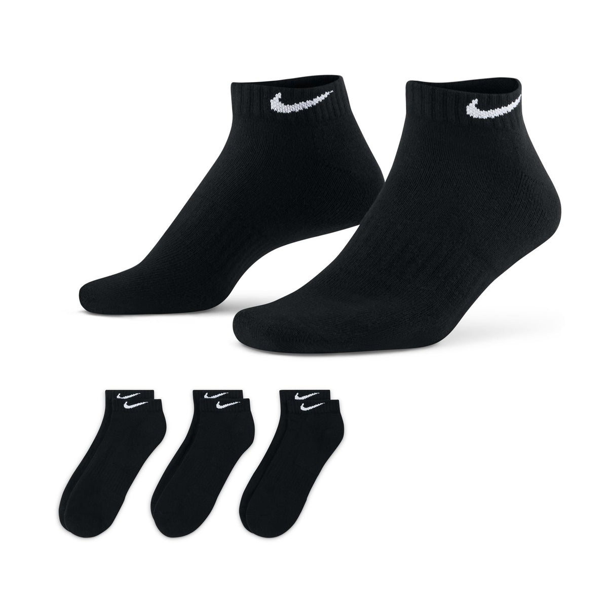 Nike Everyday Cushioned Training Low Socks (3 Pairs) - Black / White