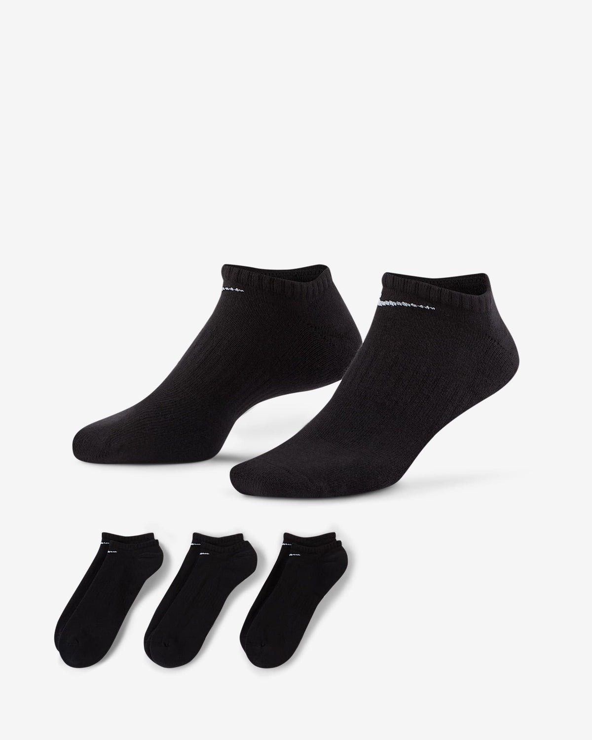Nike Everyday Cushioned Training No-Show Socks (3 Pairs) - Black / White