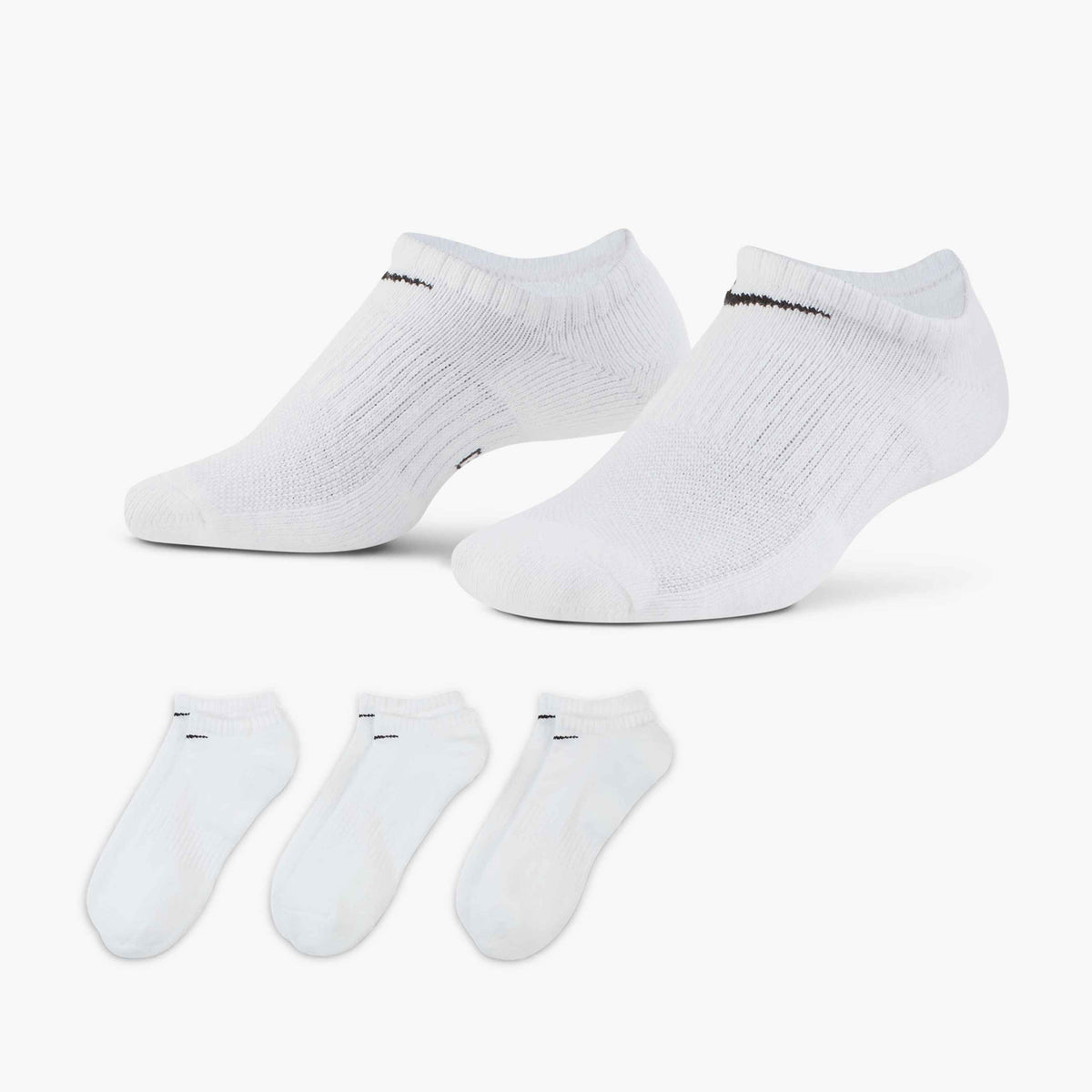 Nike Everyday Cushioned Training No-Show Socks (3 Pairs) - White / Black