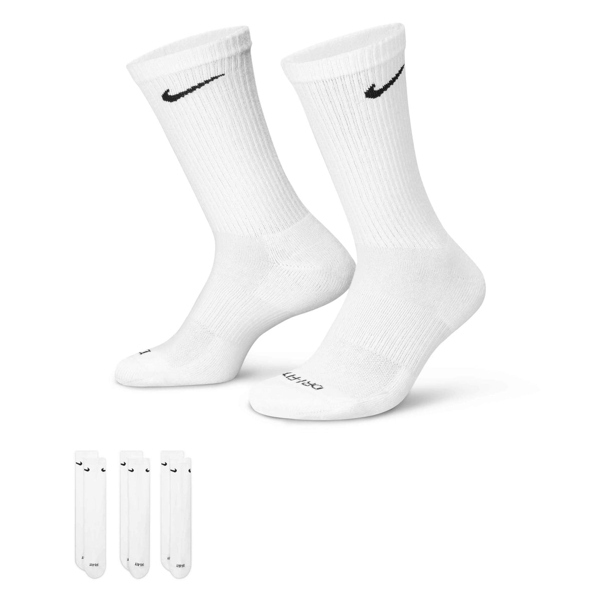 Nike Everyday Plus Cushioned Training Crew Socks (3 Pairs) - White / Black