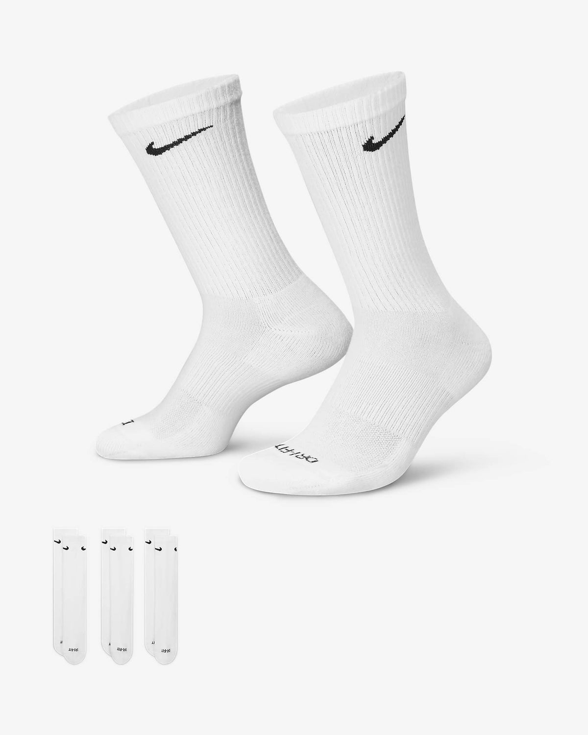 Nike Everyday Plus Cushioned Training Crew Socks (3 Pairs) - White / Black