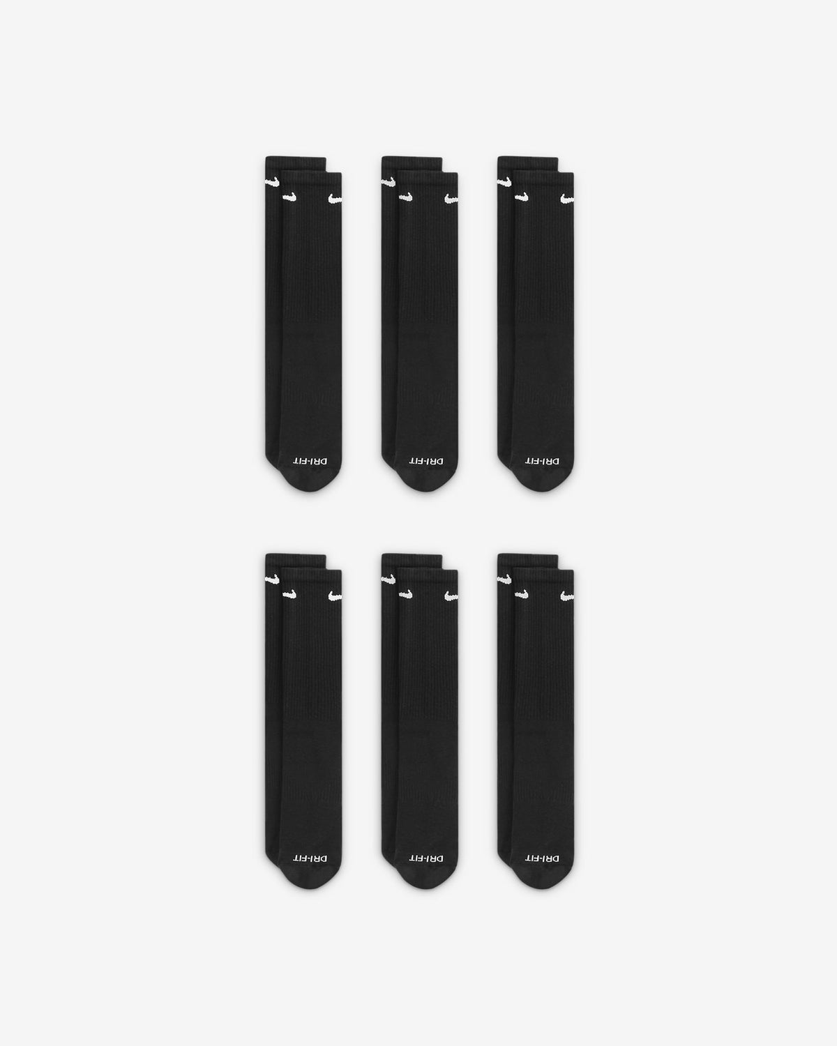 Nike Everyday Plus Cushioned Training Crew Socks (6 Pairs) - Black / White