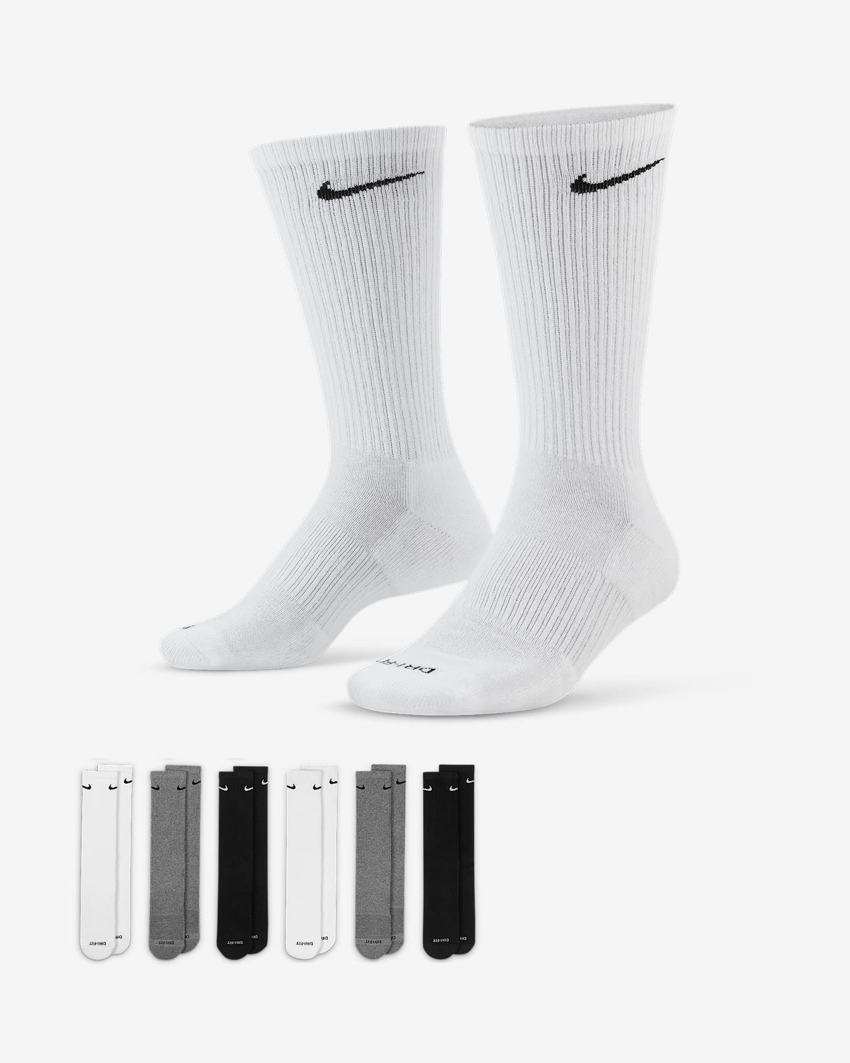 Nike Everyday Plus Cushioned Training Crew Socks (6 Pairs) - Multi-Color