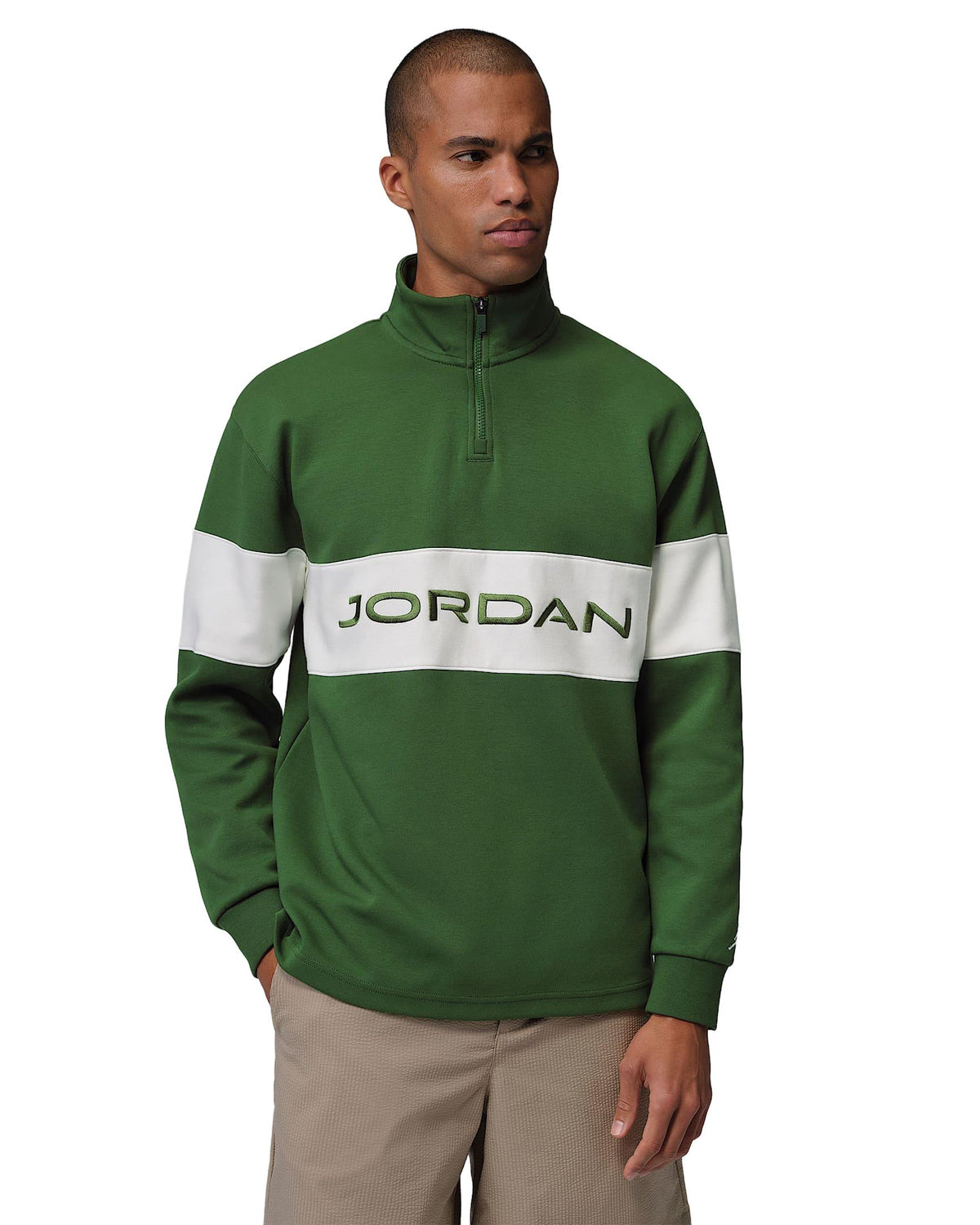 Nike Jordan Sport Men's Dri-FIT 1/4-Zip Golf Top - Forest Green / Sail