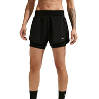 Nike One Women's Dri-FIT High-Waisted 3" 2-in-1 Shorts - Black / White