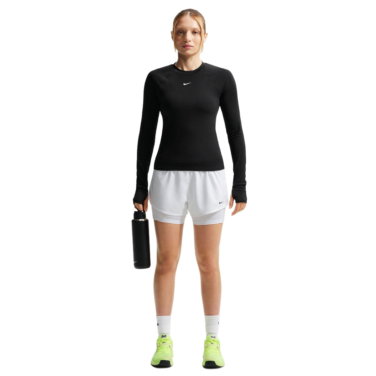 Nike One Women's Dri-FIT High-Waisted 3" 2-in-1 Shorts - White / Black