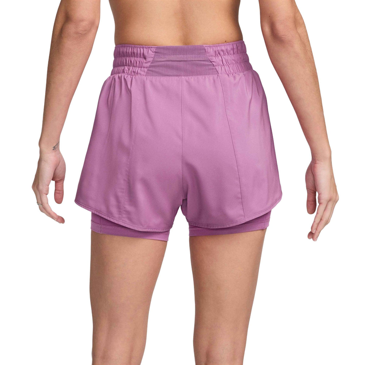 Nike One Women's Dri-FIT High-Waisted 3" 2-in-1 Shorts - Light Magenta / White