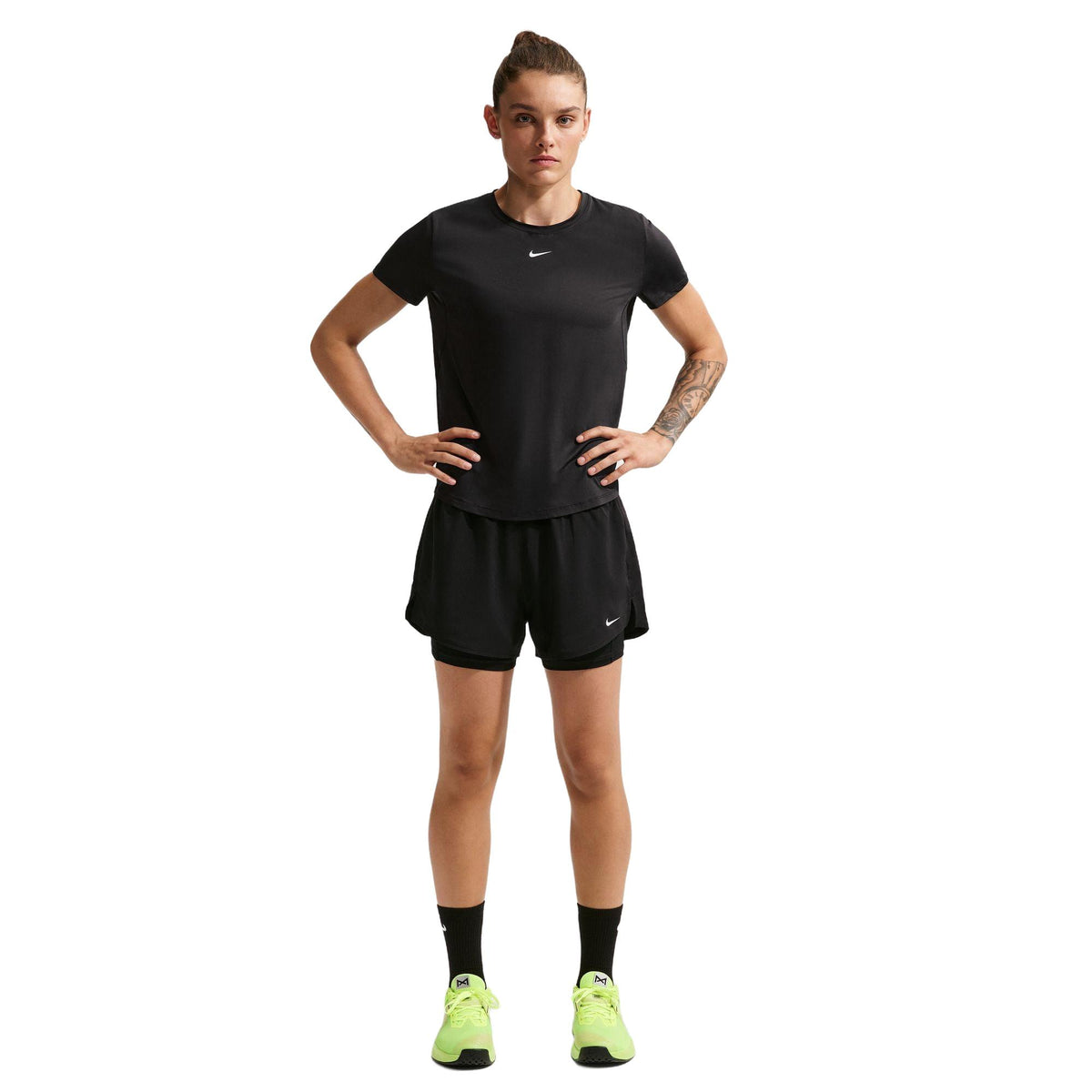 Nike One Women's Dri-FIT High-Waisted 3" 2-in-1 Shorts - Black / White