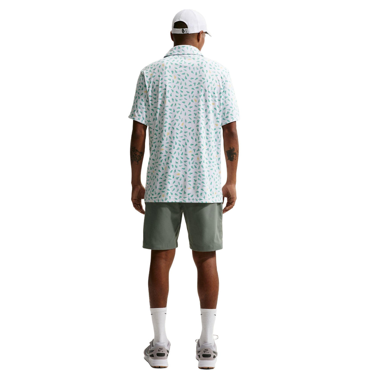 Nike Par Men's Dri-FIT Golf Polo - Shoe Print - White / Malachite