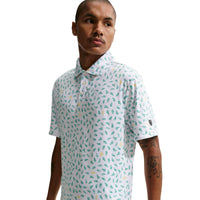 Nike Par Men's Dri-FIT Golf Polo - Shoe Print - White / Malachite