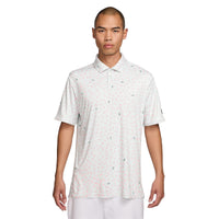Nike Par Men's Dri-FIT Golf Polo - Shoe Print - White / Hot Lava
