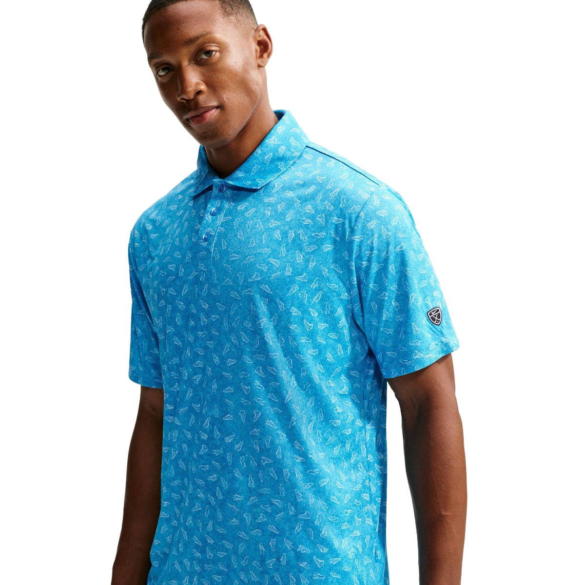 Nike Par Men's Dri-FIT Grass Print Golf Polo - Aurora Blue