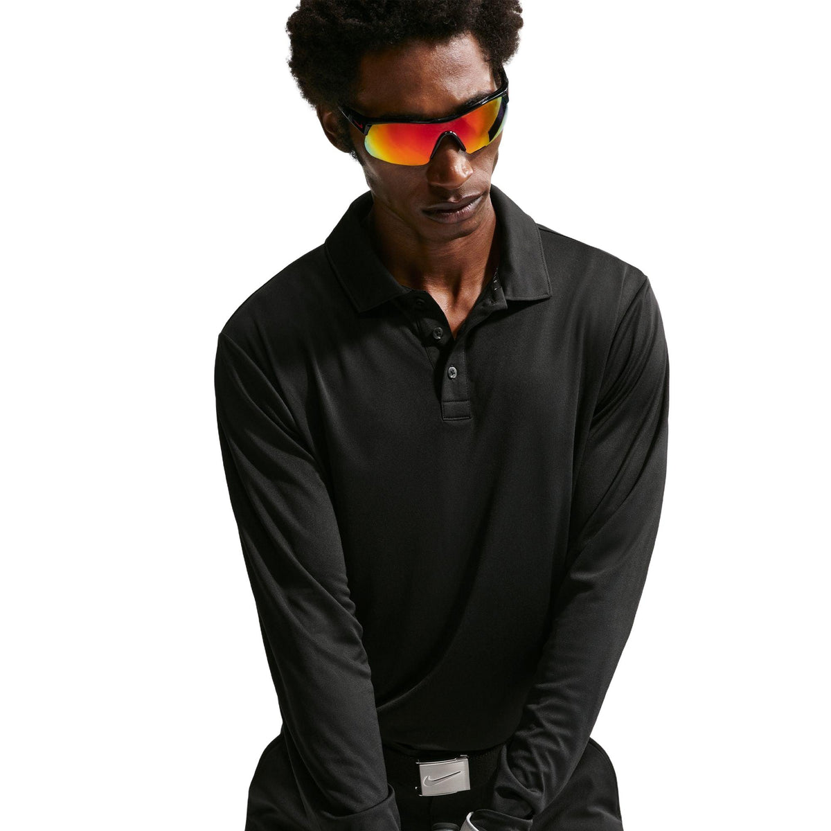 Nike Par Men's Dri-FIT Long-Sleeve Logo Golf Polo - Black