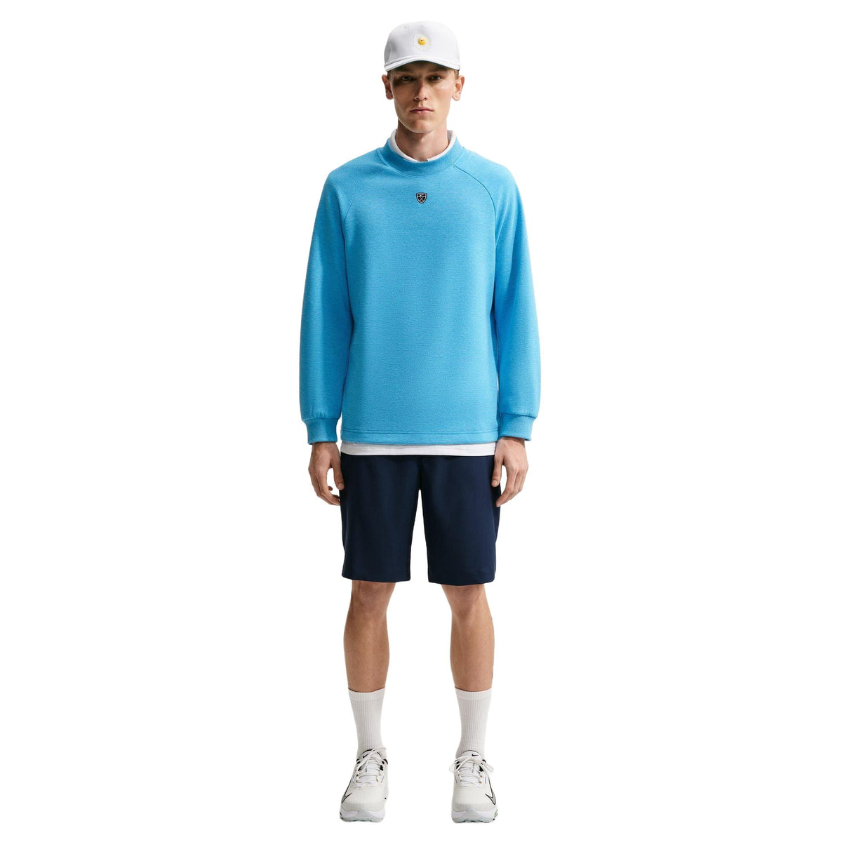 Nike Par Men's Therma-FIT Golf Crew-Neck Top - Aurora Blue / white / black