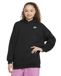 Nike Sportswear Club Fleece Big Kids' Oversized Pullover Hoodie - Black / White