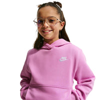 Nike Sportswear Club Fleece Big Kids' Pullover Hoodie - Lt Magenta / white