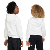 Nike Sportswear Club Fleece Big Kids' Pullover Hoodie - White / Black