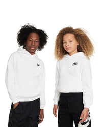 Nike Sportswear Club Fleece Big Kids' Pullover Hoodie - White / Black