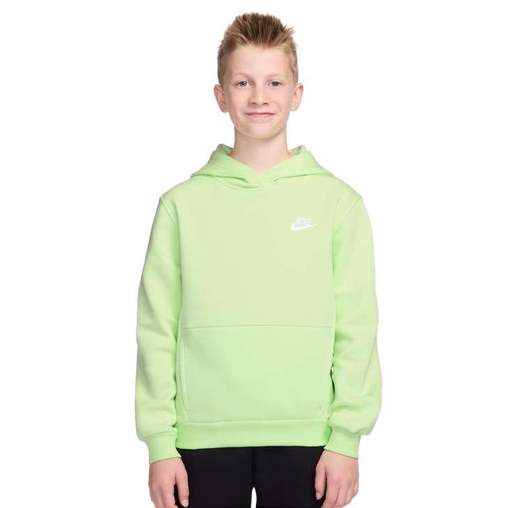 Nike Sportswear Club Fleece Big Kids' Pullover Hoodie - Light Liquid Lime / White