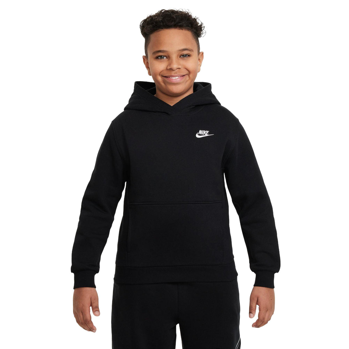 Nike Sportswear Club Fleece Big Kids' Pullover Hoodie - Black / White