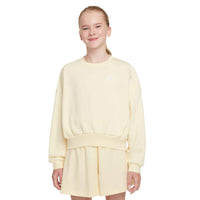 Nike Sportswear Club Fleece Girls' Boxy Crew-Neck Sweatshirt - Soft Pearl / White