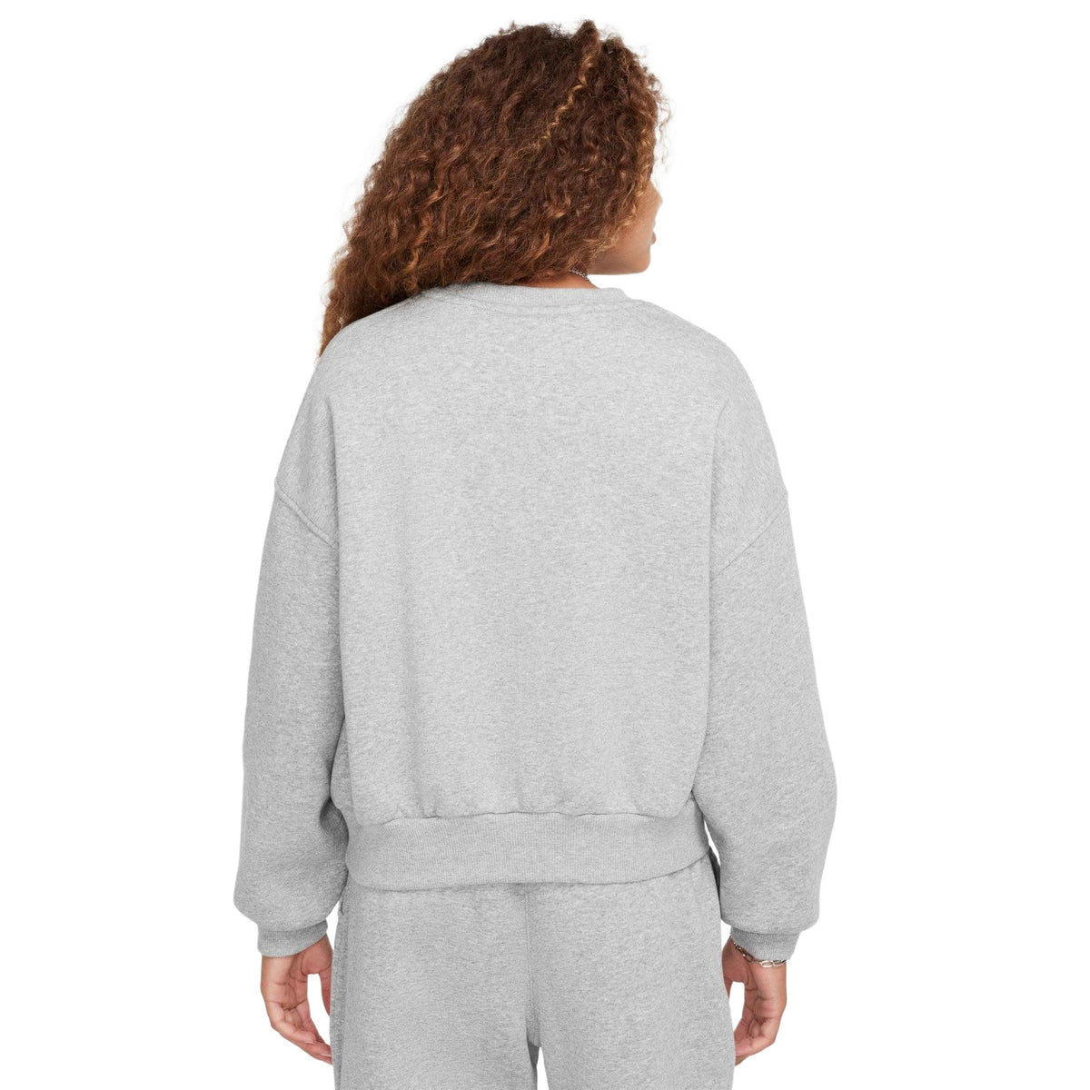 Nike Sportswear Club Fleece Girls' Boxy Crew-Neck Sweatshirt - Dark Grey Heather / White