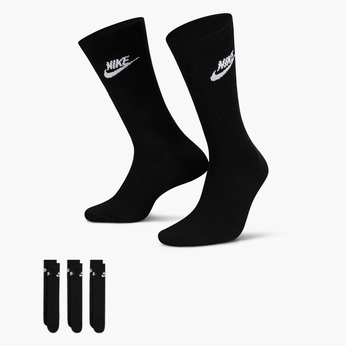 Nike Sportswear Everyday Essential Crew Socks (3 Pairs) - Black / White